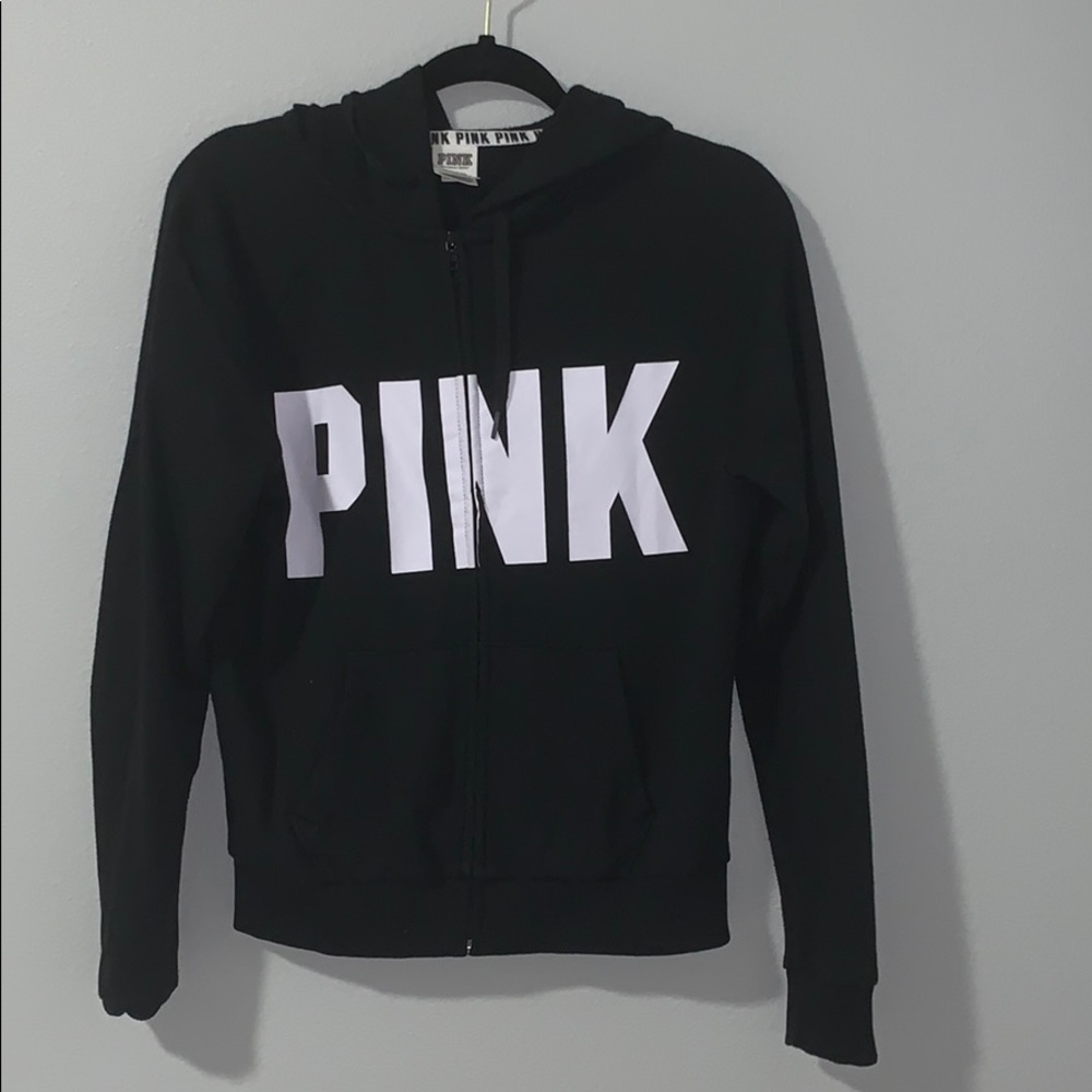PINK Black Zip Up Jacket